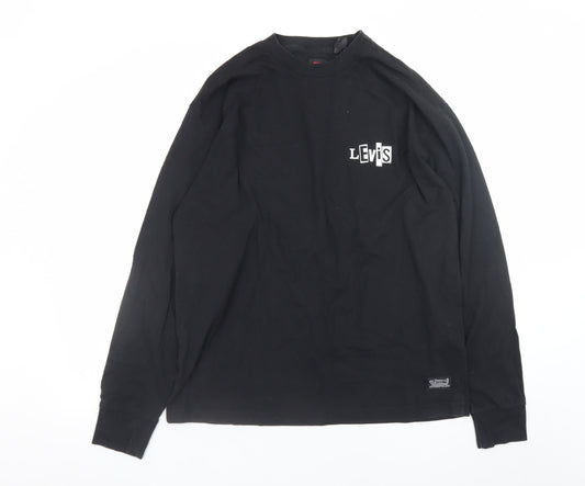Levi's Men's Black Long Sleeve Crew Neck Logo T-Shirt Size M