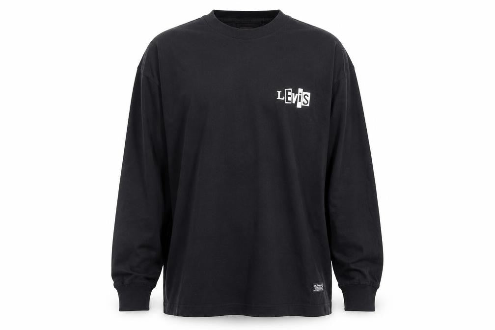 Levi's Men's Black Long Sleeve Crew Neck Logo T-Shirt Size M