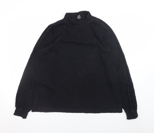 Lands' End Men's Black Long Sleeve Mock Neck Cotton T-Shirt M Regular