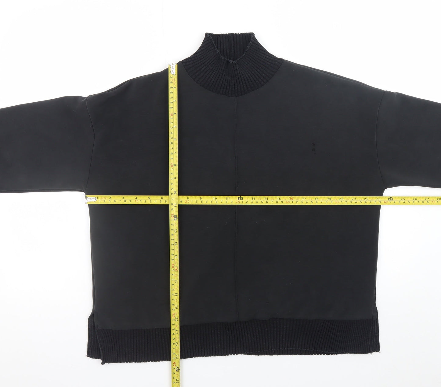 Yest Women Black Size 14 Mock Neck Long Sleeve Pullover Sweatshirt