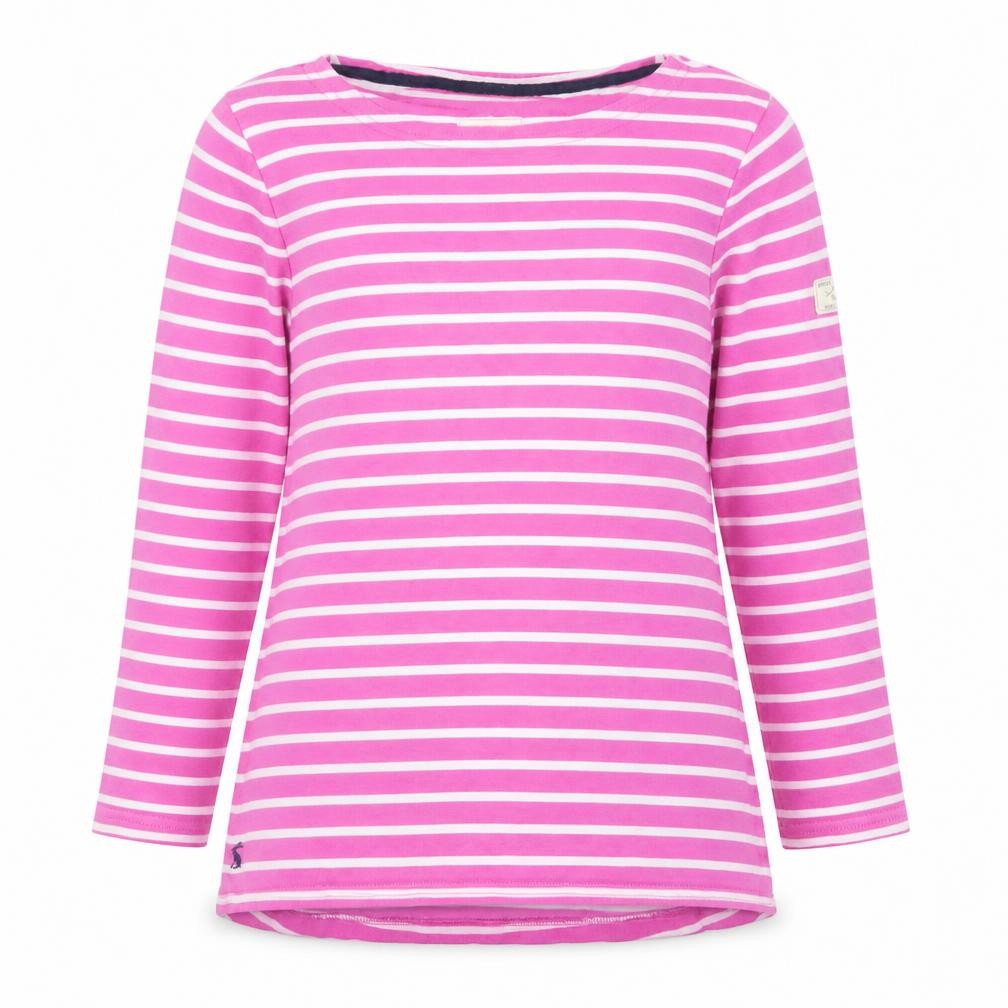 Joules Womens Pink Striped Long Sleeve Cotton T-Shirt UK 8