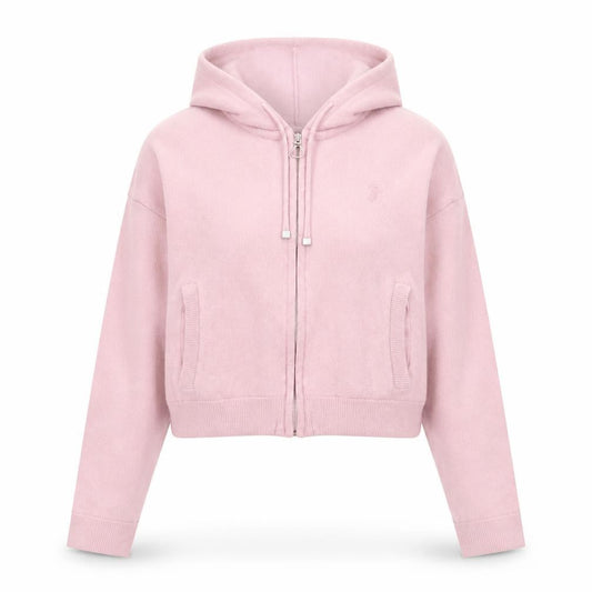 Front view of Juicy Couture women’s pink wool blend full zip hoodie xs