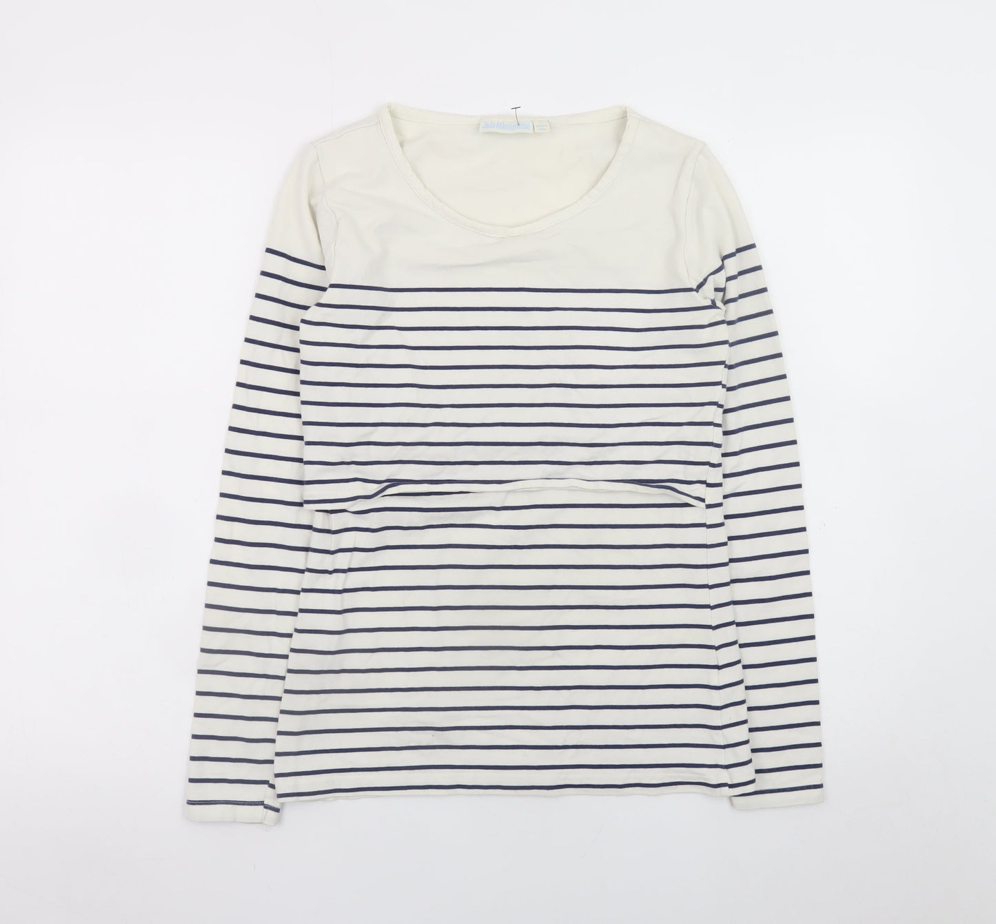 JoJo Maman Bébé Women’s White Striped Maternity Nursing T-Shirt Size S