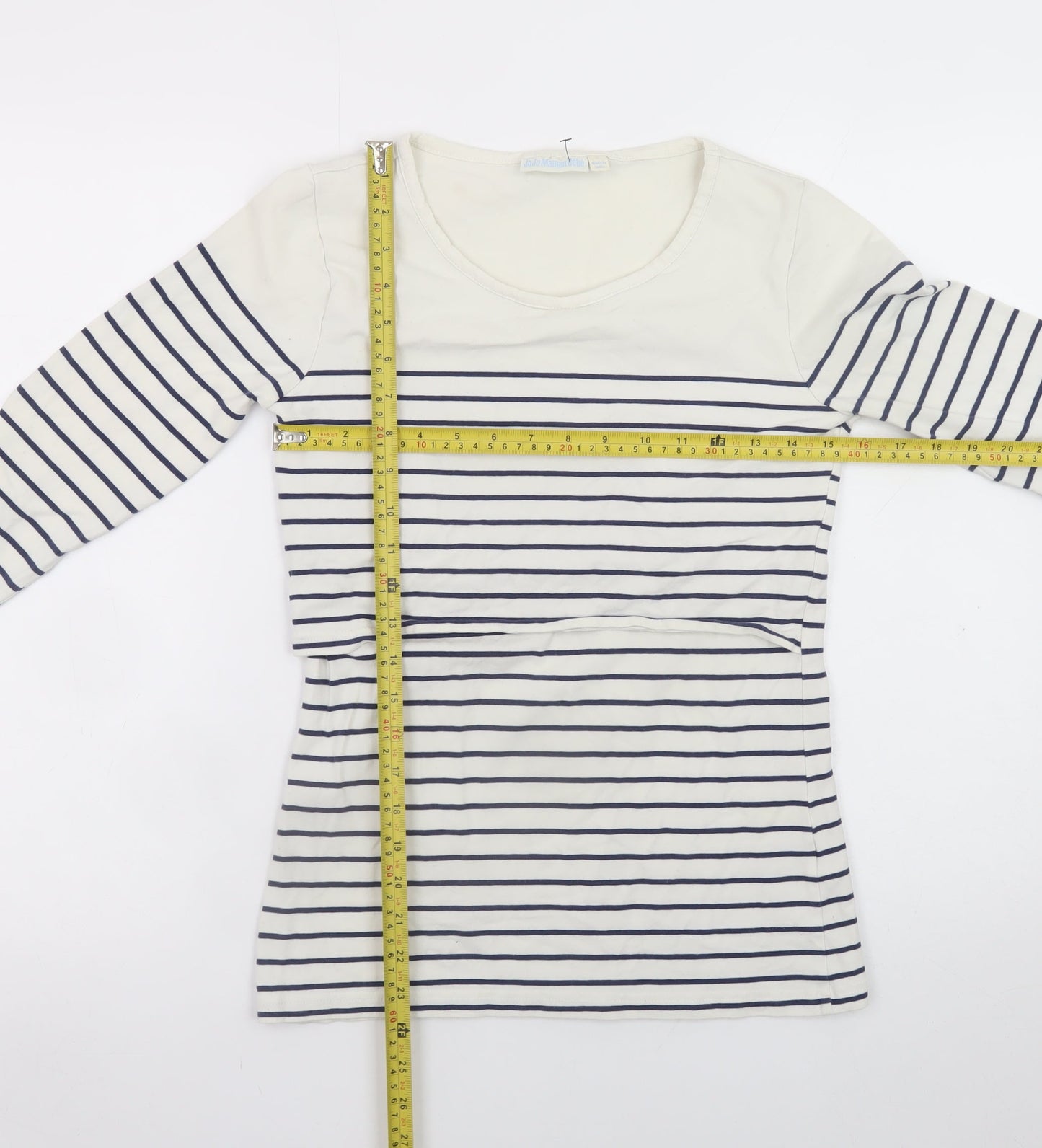 JoJo Maman Bébé Women’s White Striped Maternity Nursing T-Shirt Size S