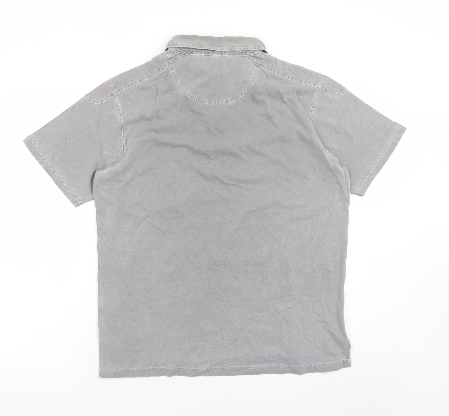 Marks and Spencer Men’s Grey Cotton Short Sleeve Collared Shirt L