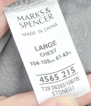 Marks and Spencer Men’s Grey Cotton Short Sleeve Collared Shirt L