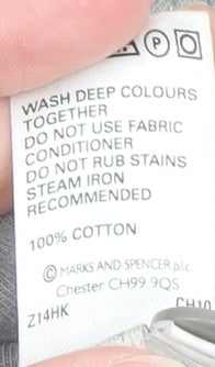 Marks and Spencer Men’s Grey Cotton Short Sleeve Collared Shirt L