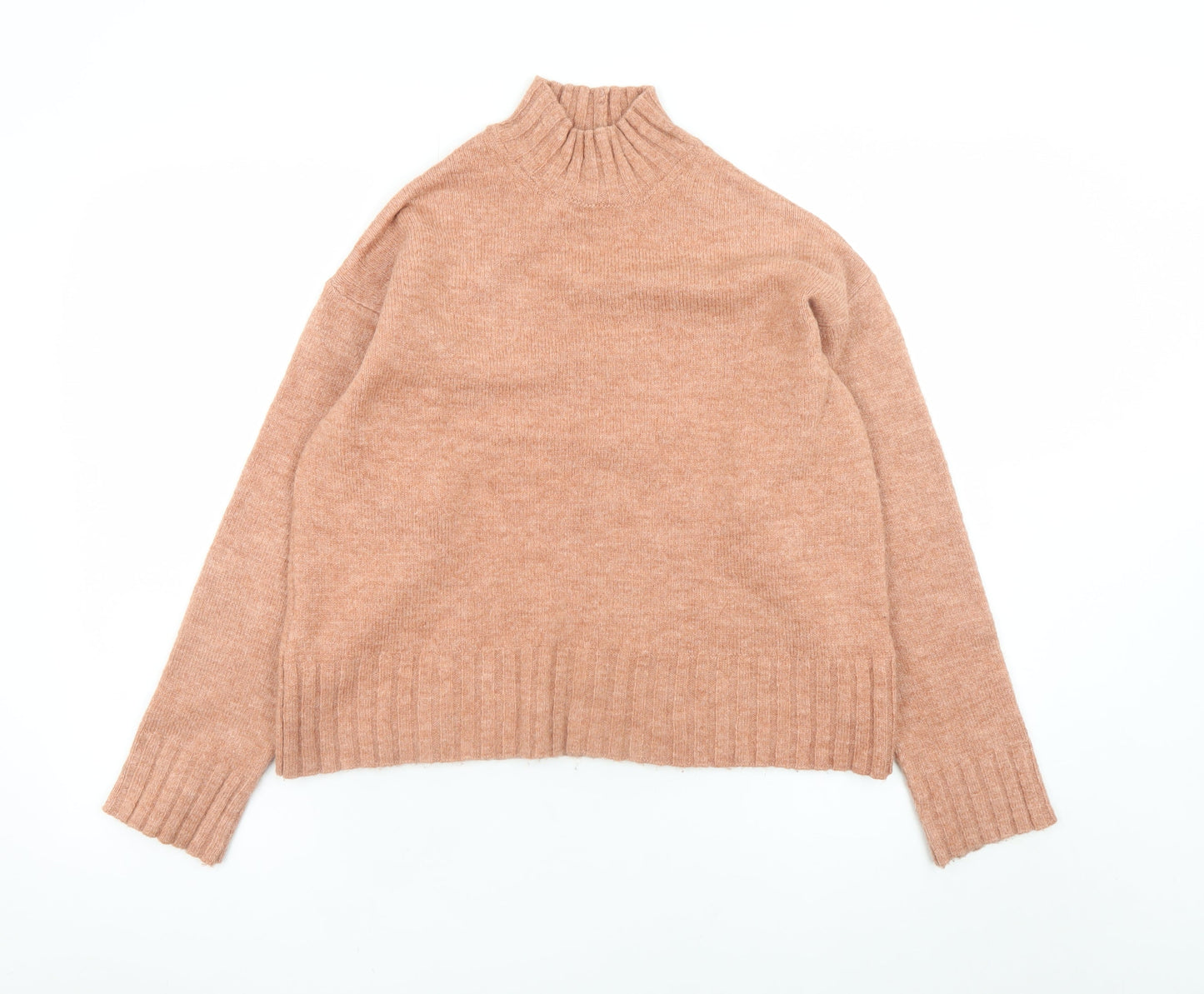 New Look Womens Beige Mock Neck Long Sleeve Knit Jumper Size S