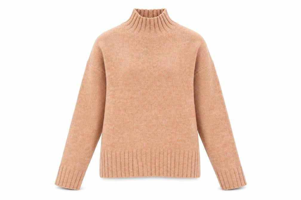 New Look Womens Beige Mock Neck Long Sleeve Knit Jumper Size S