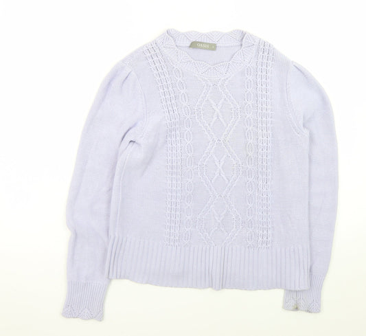 Oasis Women’s Purple Cotton Cable-Knit Jumper Size 12