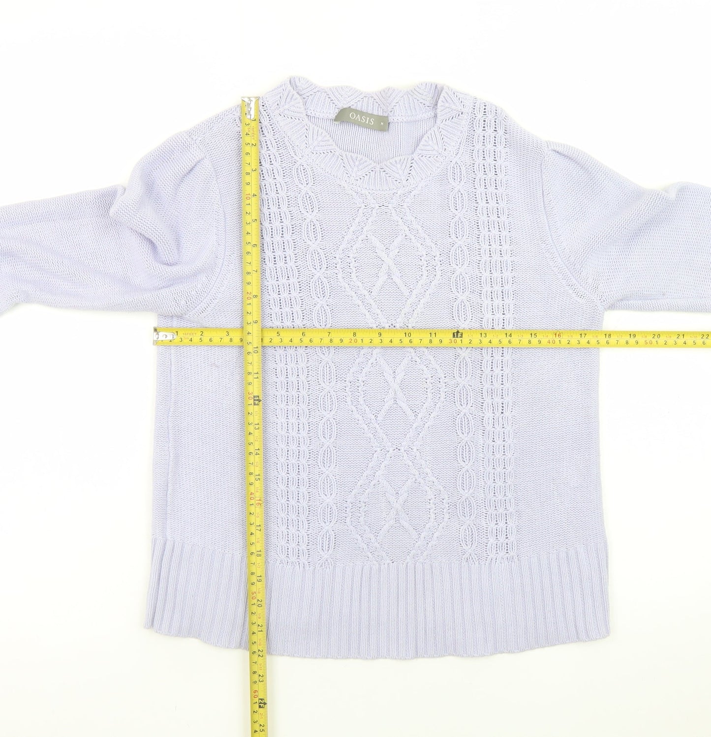 Oasis Women’s Purple Cotton Cable-Knit Jumper Size 12