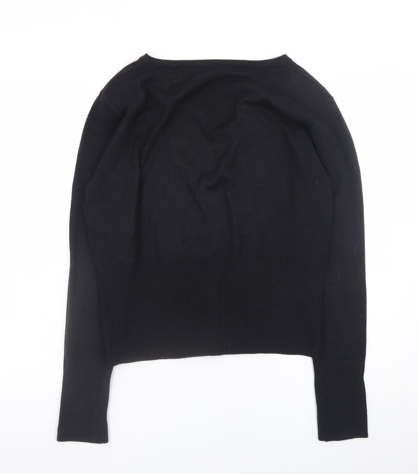 Amaranto Women's Black V-Neck Button Cardigan Size 14