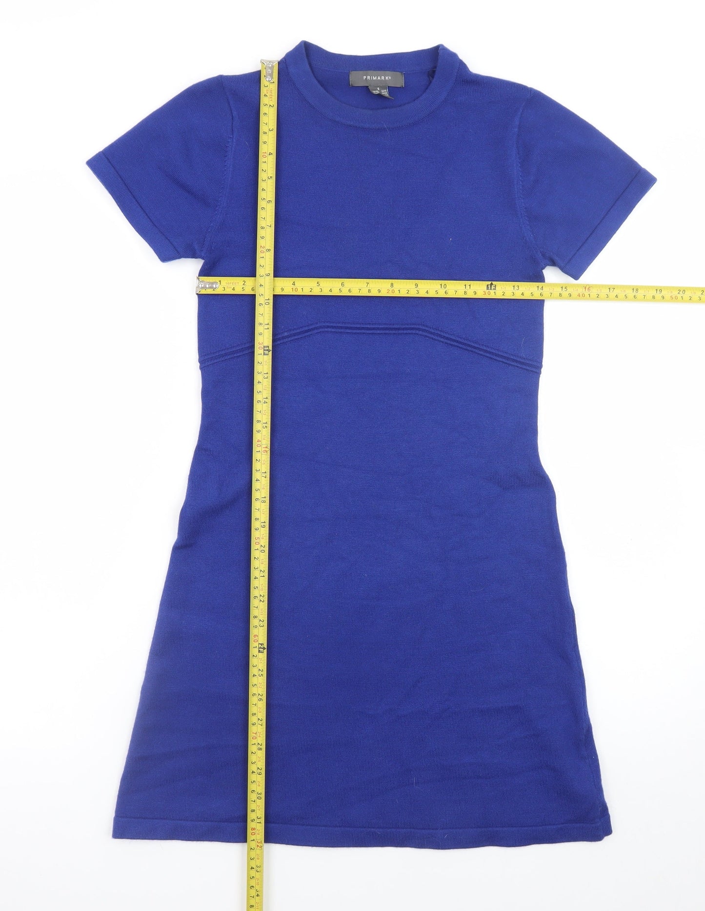 Primark Women's Blue Bodycon Knit Short Sleeve Dress Size 10-12