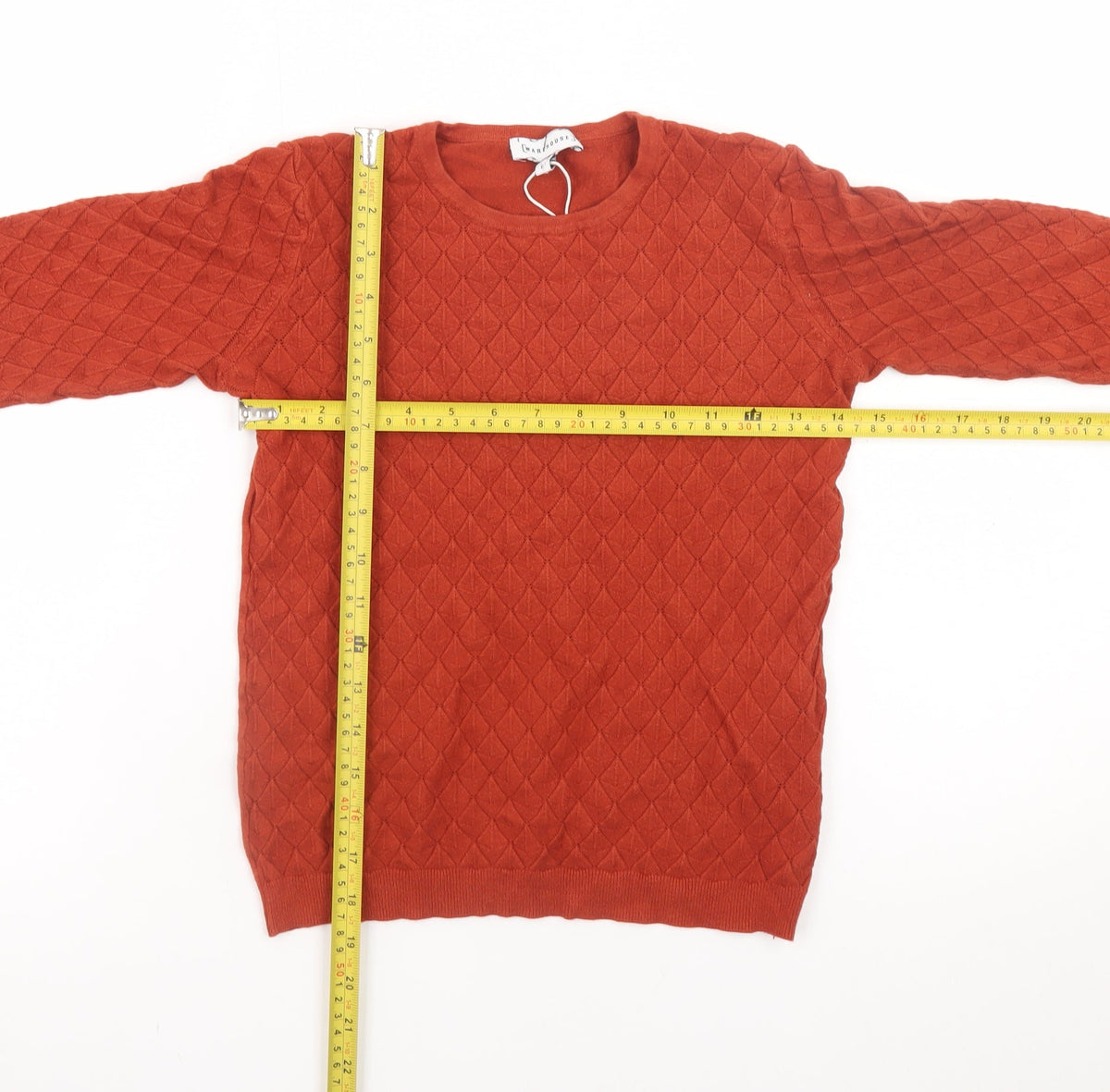 Warehouse Boys Rust Diamond Knit Jumper Size 6 Crew Neck Pullover