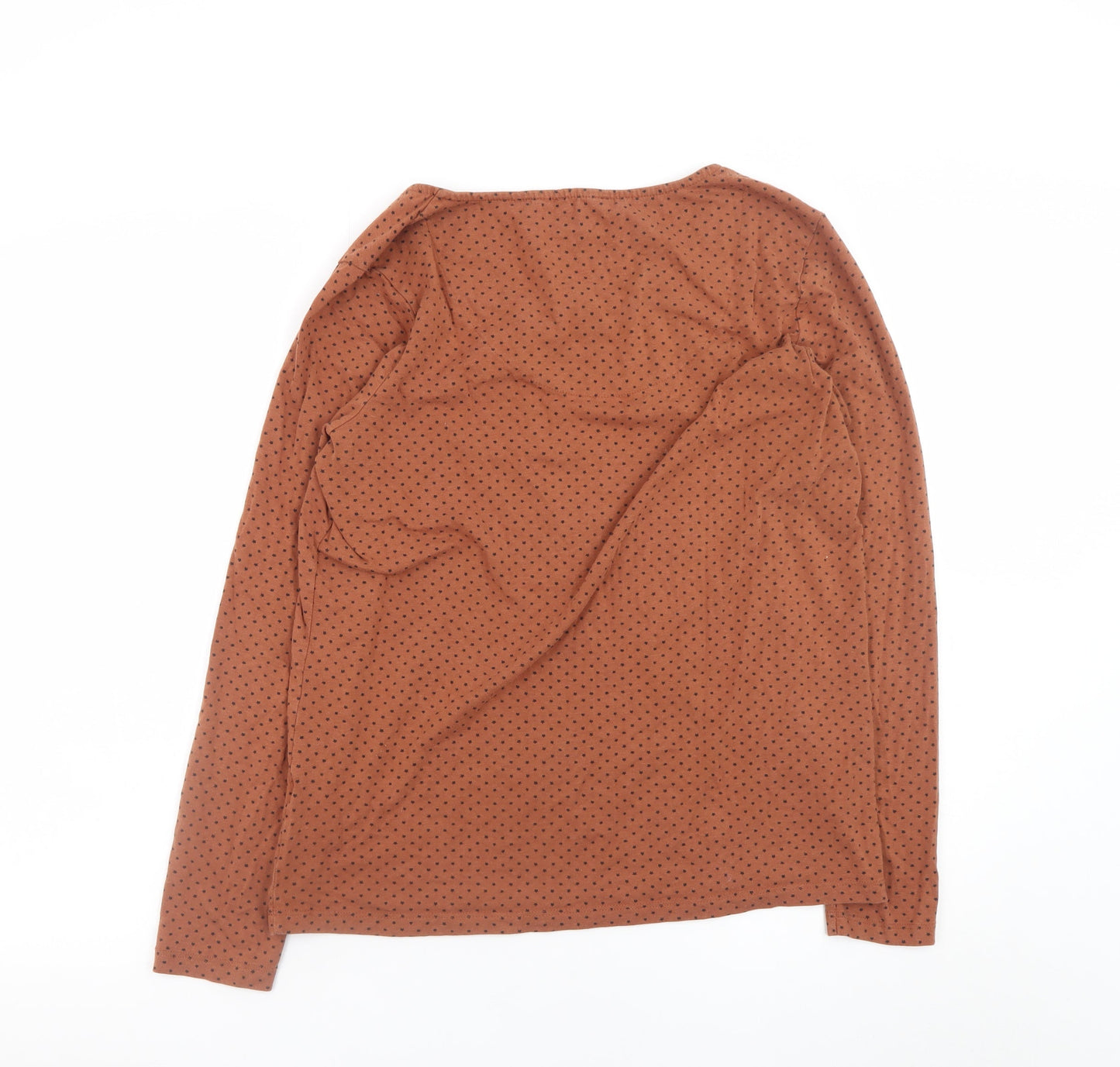 Fat Face Women’s Brown Polka Dot Long Sleeve Jersey T-Shirt Size 16