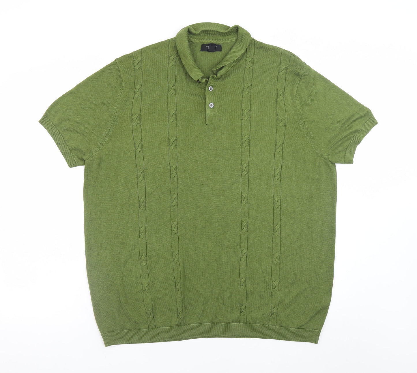 New Look Men's Green 3XL Short Sleeve Knit Polo Shirt