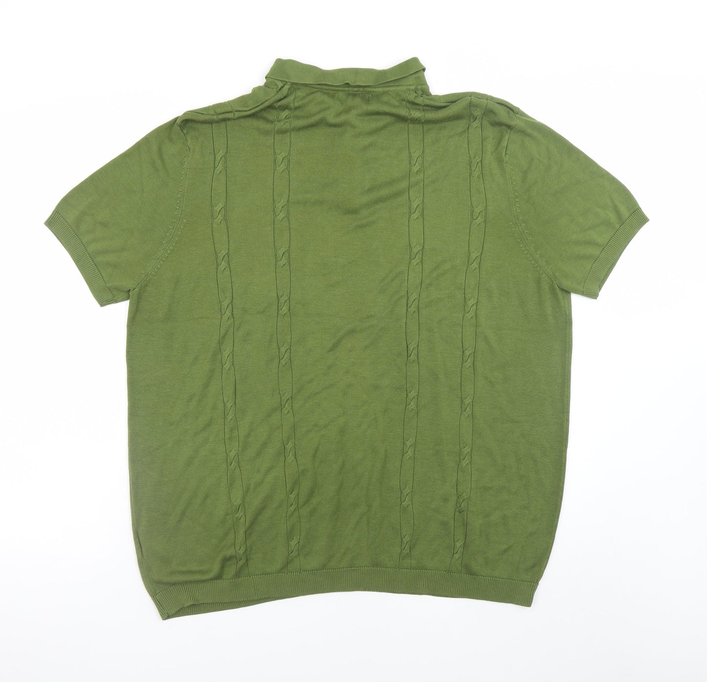 New Look Men's Green 3XL Short Sleeve Knit Polo Shirt