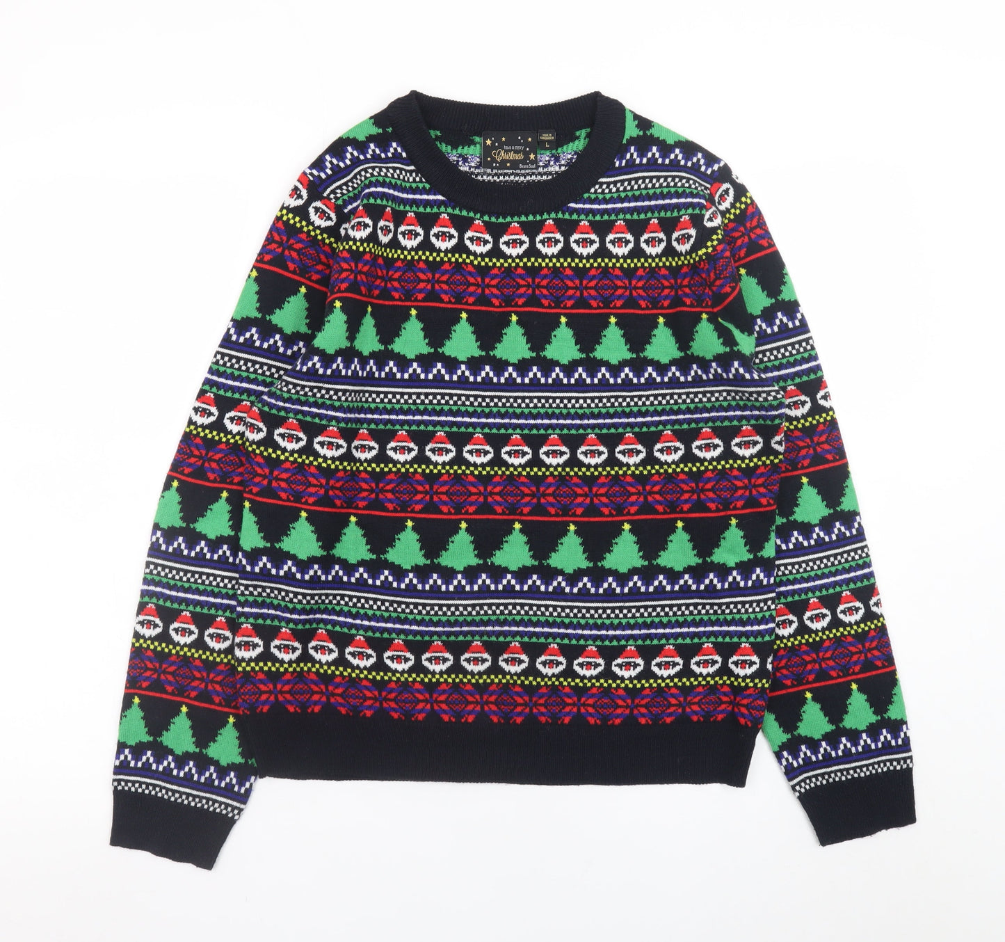 Brave Soul Womens Multicoloured L Christmas Fair Isle Knit Jumper