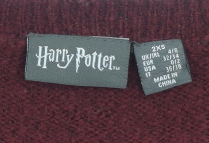 Preloved Harry Potter Women’s Red Crew Neck Pullover Jumper 2XS - Label
