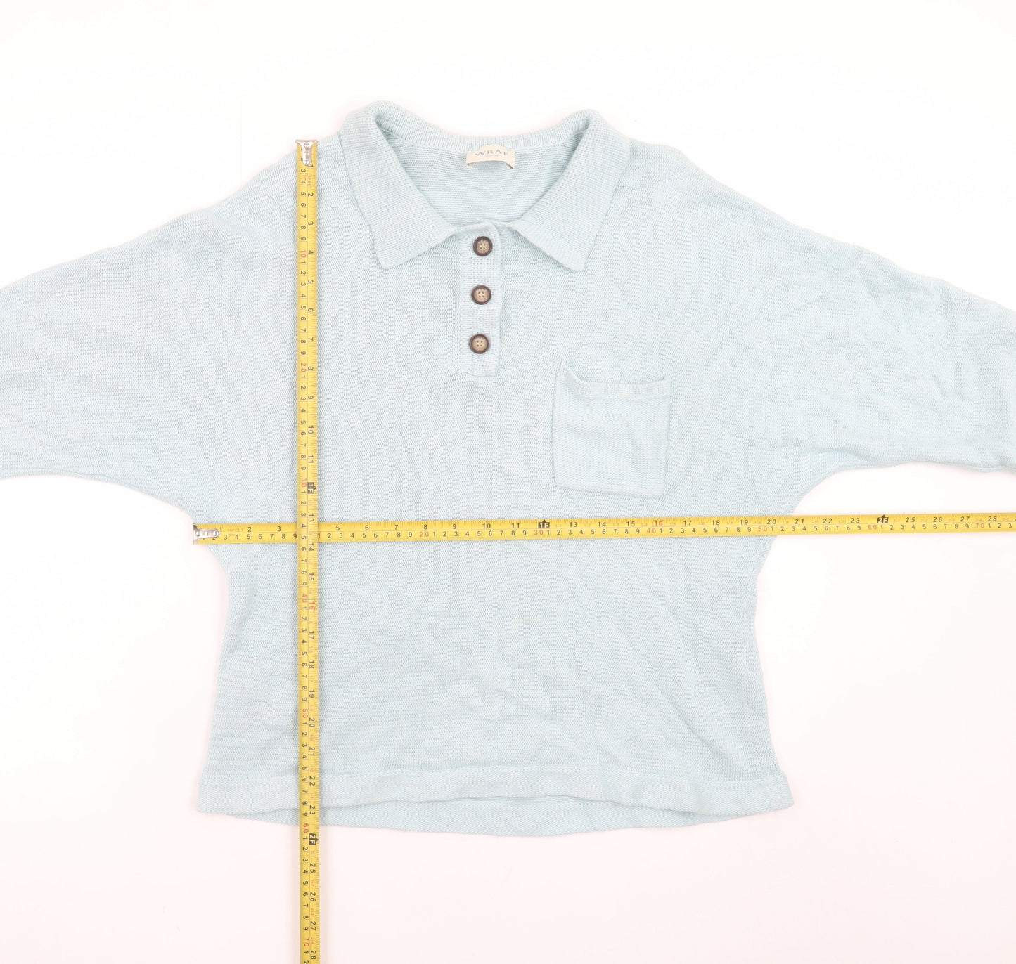 Wrap London Womens Blue Collared Henley Knit Jumper Size 10
