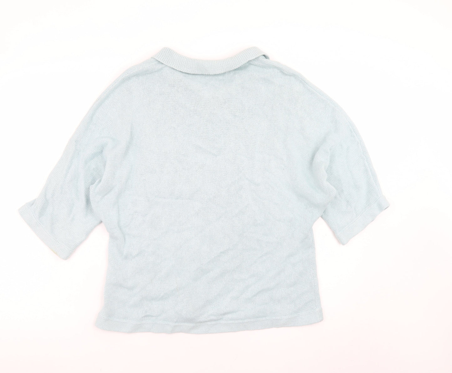 Wrap London Womens Blue Collared Henley Knit Jumper Size 10
