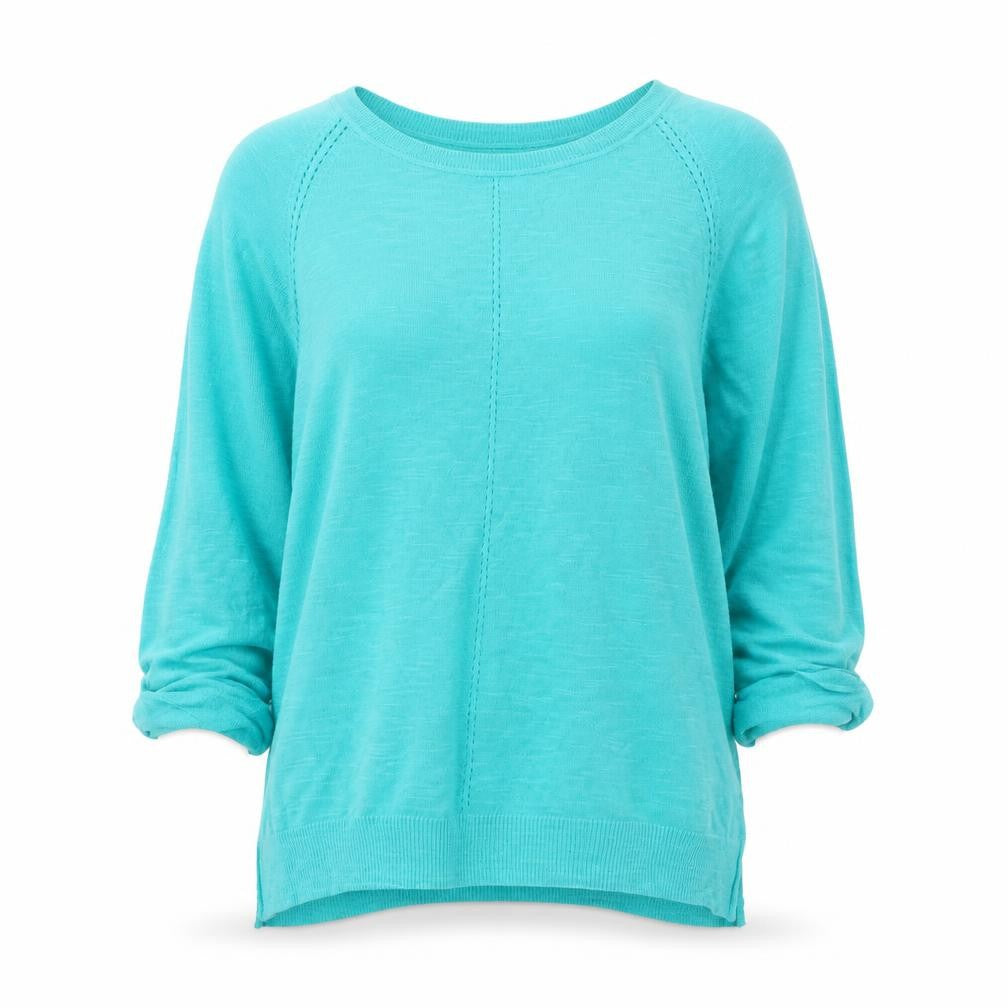 Monsoon Women Green Cotton 3/4 Sleeve Crew Neck Pullover Jumper S