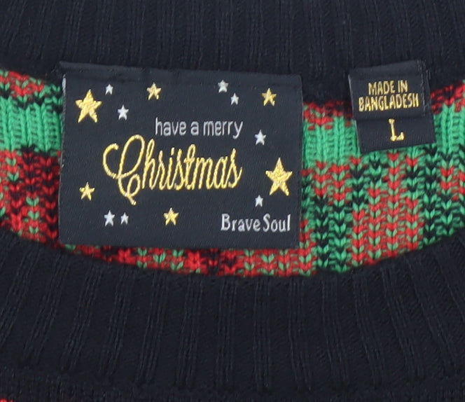 Brave Soul Women's Multicoloured L Christmas Jumper Crew Neck