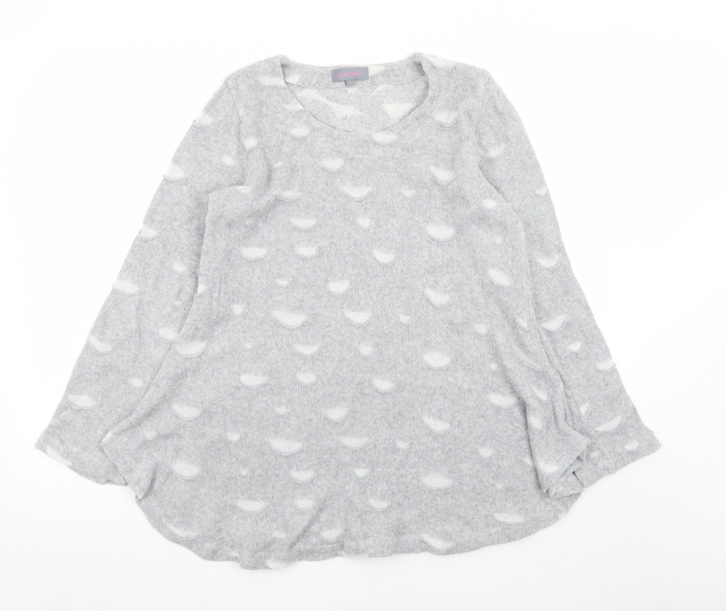 Sahara Womens Grey Round Neck Knit Pullover Jumper Size S