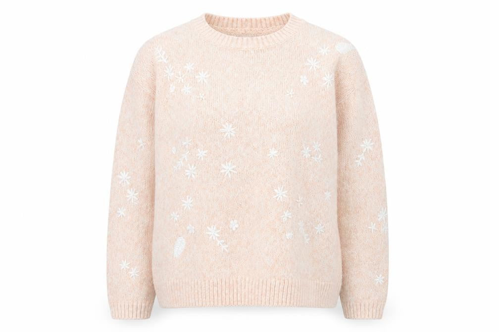 Marks & Spencer Women Beige Floral Embroidered Jumper Size 14