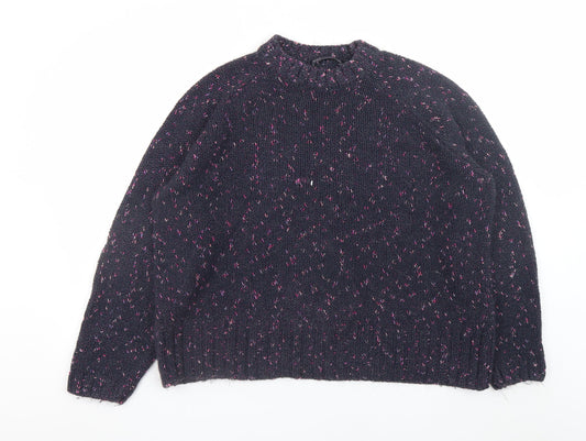 Marks and Spencer Womens Black Size 18 Chunky Knit Crew Neck Jumper