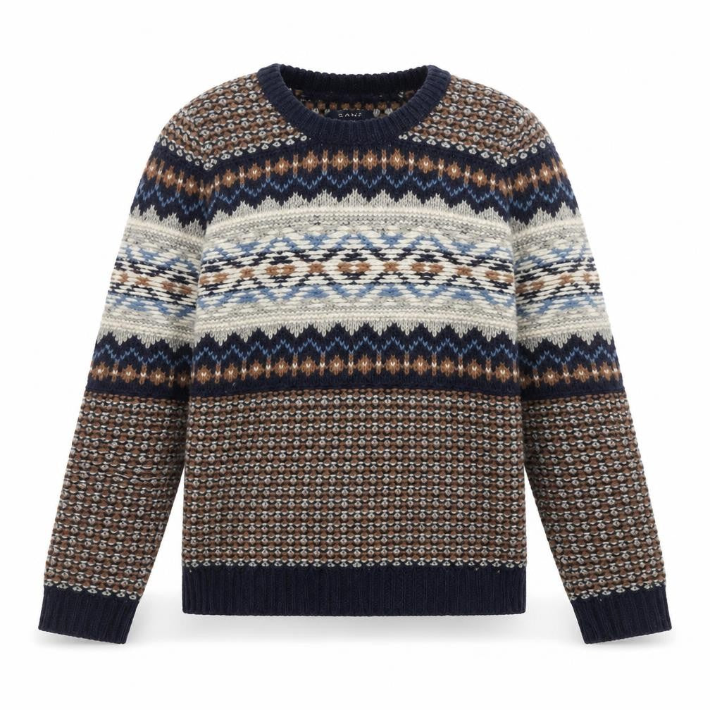 GANT Men's Multicoloured Fair Isle Wool Jumper Size S