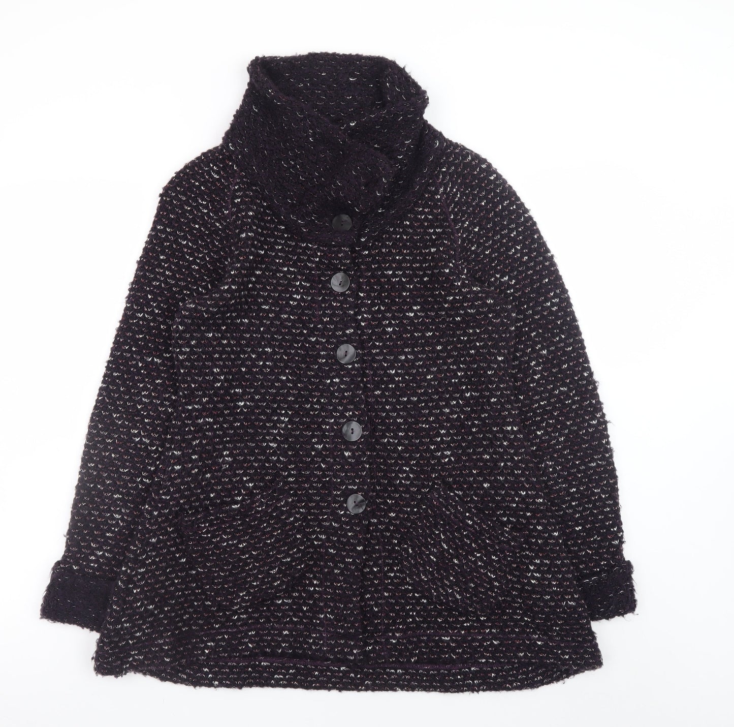Sahara Women's Black Wool Blend Button Cardigan Size S