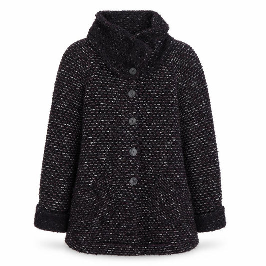 Sahara Women's Black Wool Blend Button Cardigan Size S