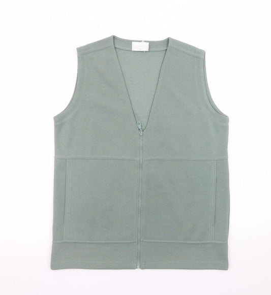 Cotswold Collections Women Green Zip Front Sleeveless Basic Tank Top S