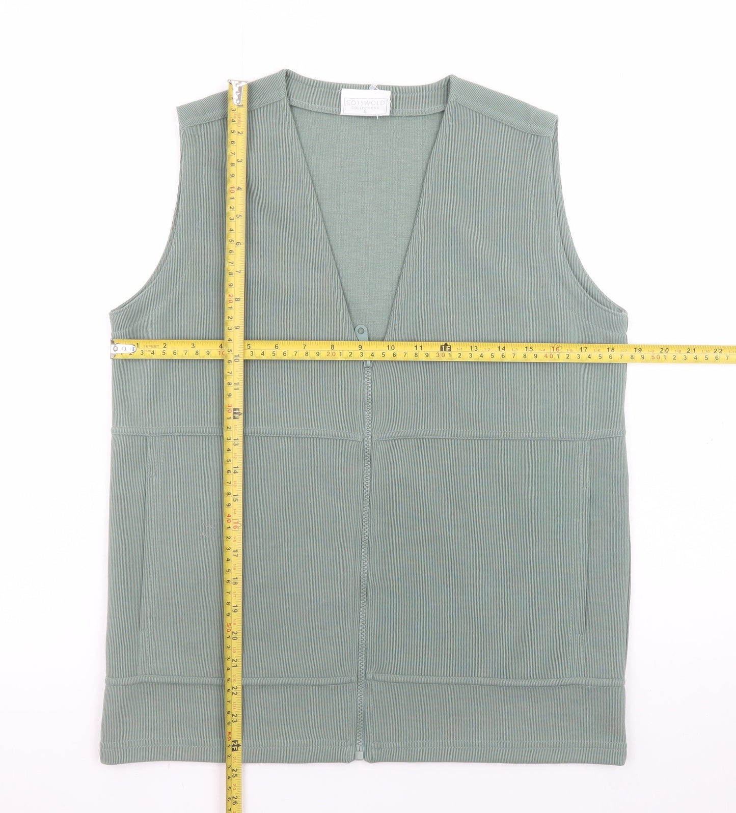Cotswold Collections Women Green Zip Front Sleeveless Basic Tank Top S