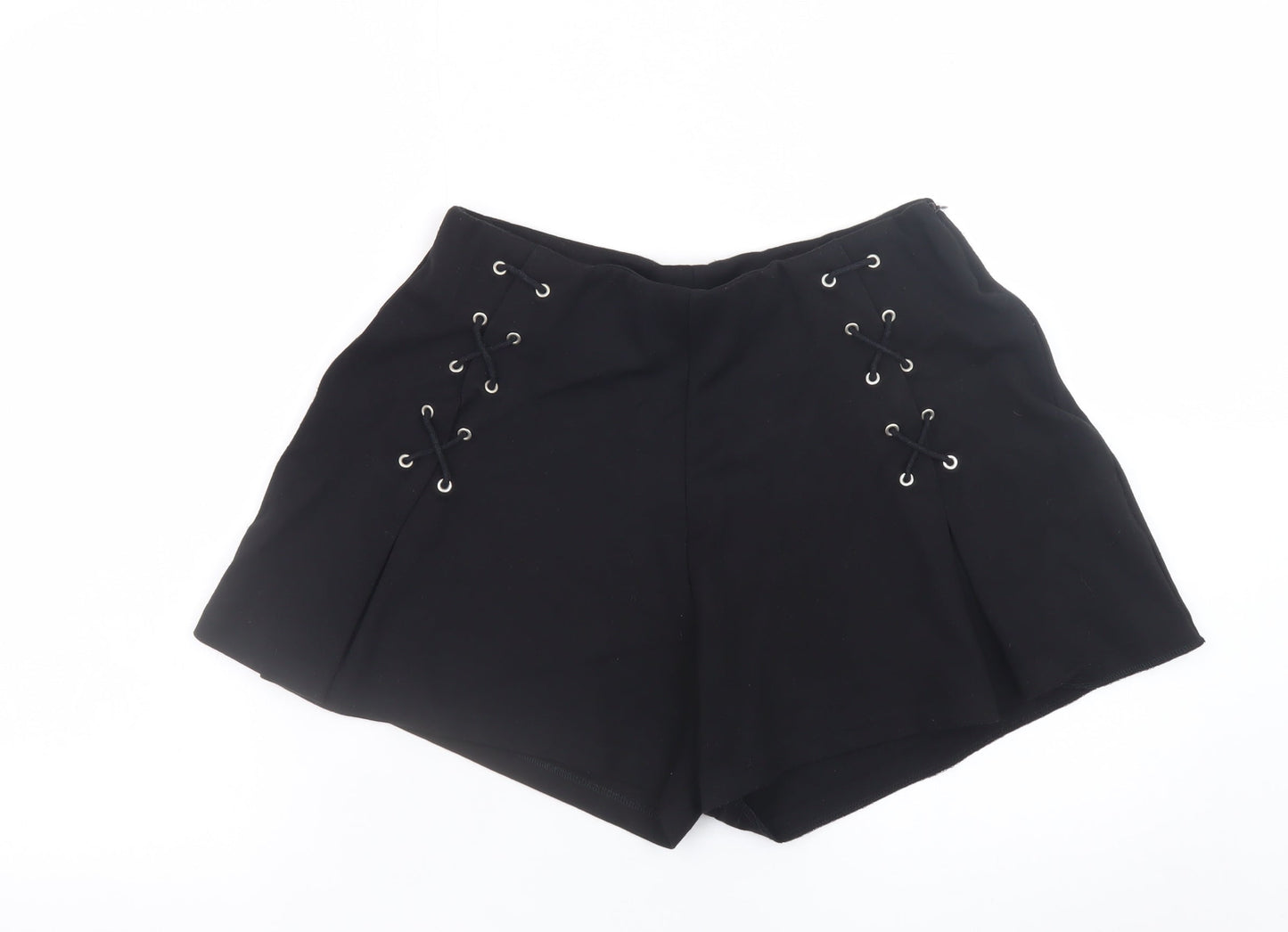 Bellentina Womens Black Size 12 High Rise Lace Up Shorts