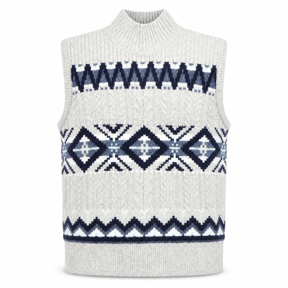 Marks & Spencer Men's Grey Geometric Knit Sleeveless Vest M