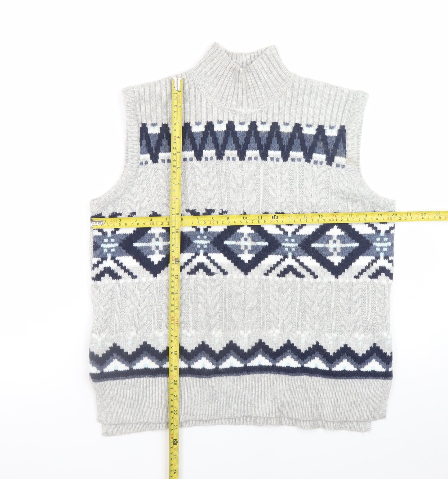 Marks and Spencer Men's Grey Geometric Knit Sleeveless Vest M