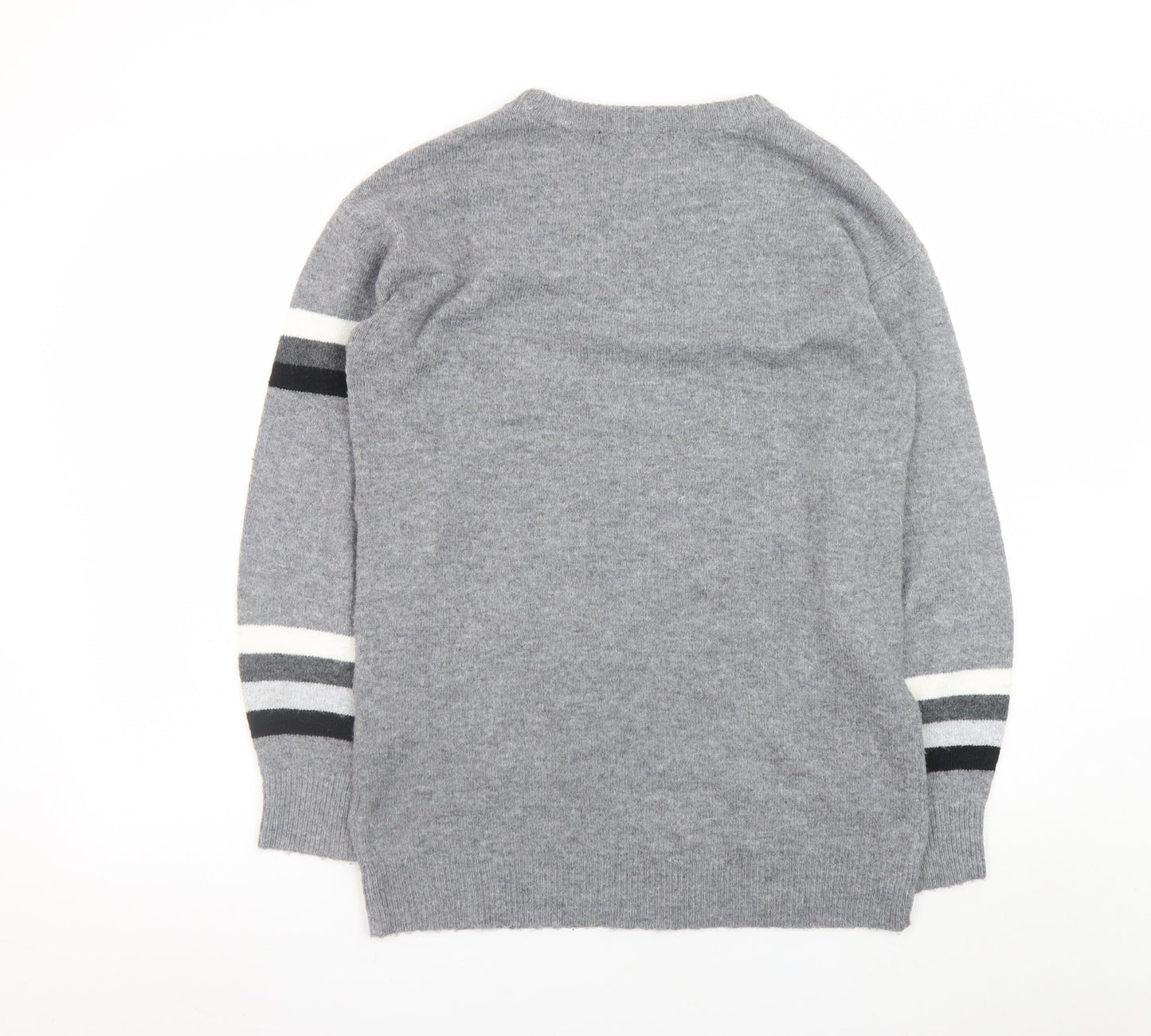 Next Women Grey Sequin Star Striped Knit Jumper Size S