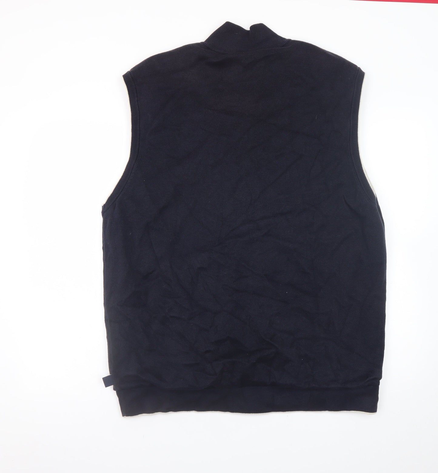 Marks and Spencer Men's Navy Blue 2XL Sleeveless Full Zip Cotton Vest