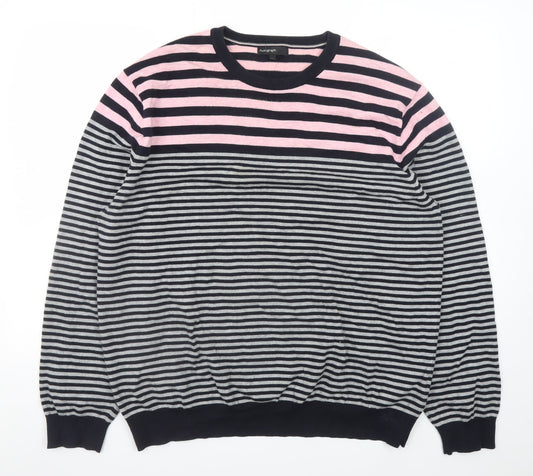 Marks and Spencer Men's Pink Striped Cotton Jumper XL
