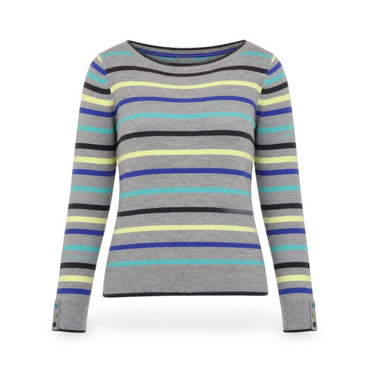 Marks & Spencer Womens Grey Multicoloured Striped Acrylic Jumper Size 8