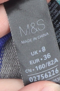 Marks and Spencer Womens Grey Multicoloured Striped Acrylic Jumper Size 8