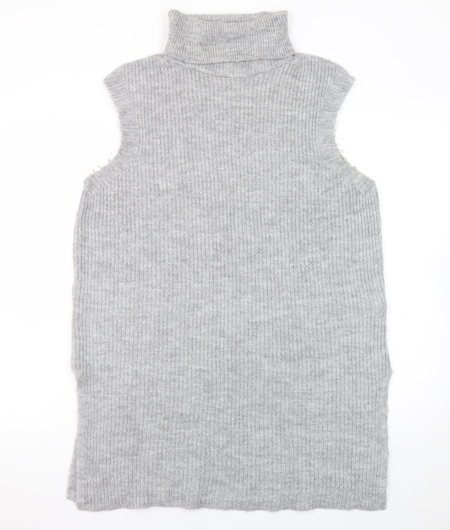ONLY Women’s Grey Knit Sleeveless Roll Neck Jumper Dress Size L