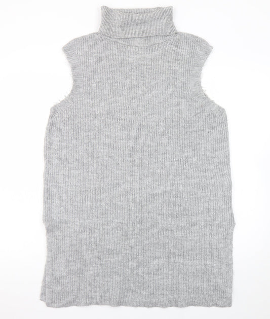 ONLY Women’s Grey Knit Sleeveless Roll Neck Jumper Dress Size L