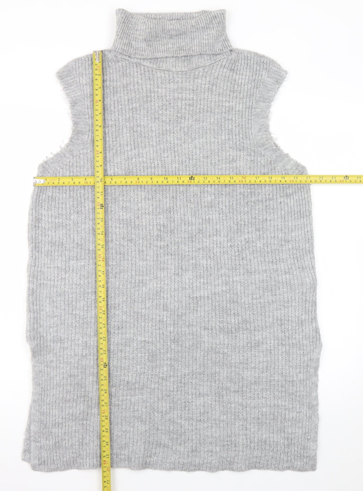 ONLY Women’s Grey Knit Sleeveless Roll Neck Jumper Dress Size L