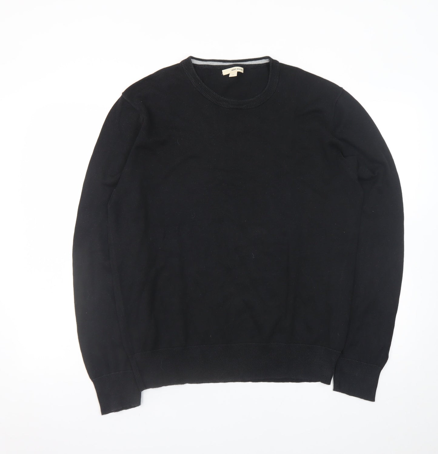 DKNY Jeans Men’s Black XL Cotton Crew Neck Pullover Jumper