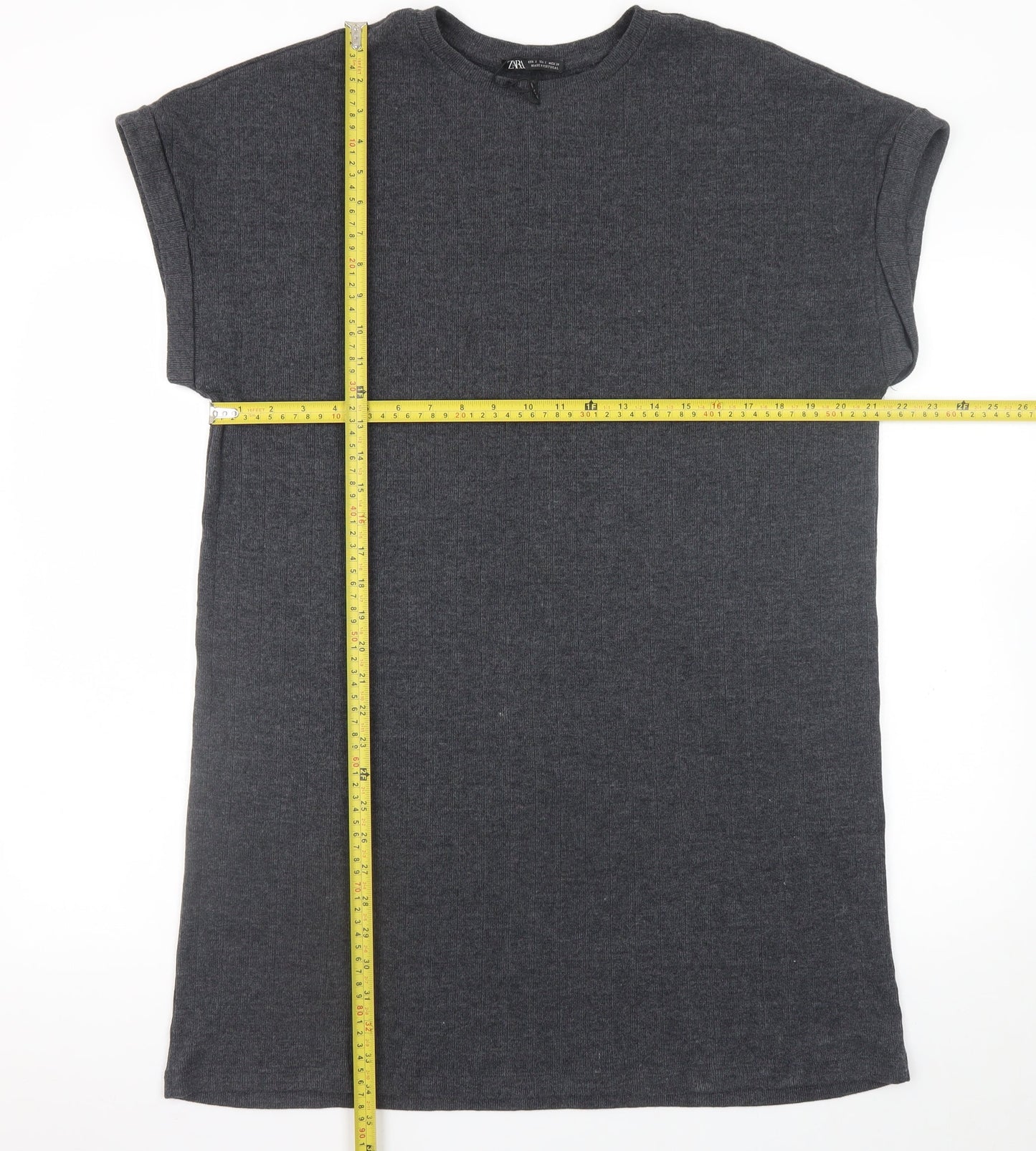 Zara Women Grey S T-Shirt Dress Short Sleeve Casual Jersey