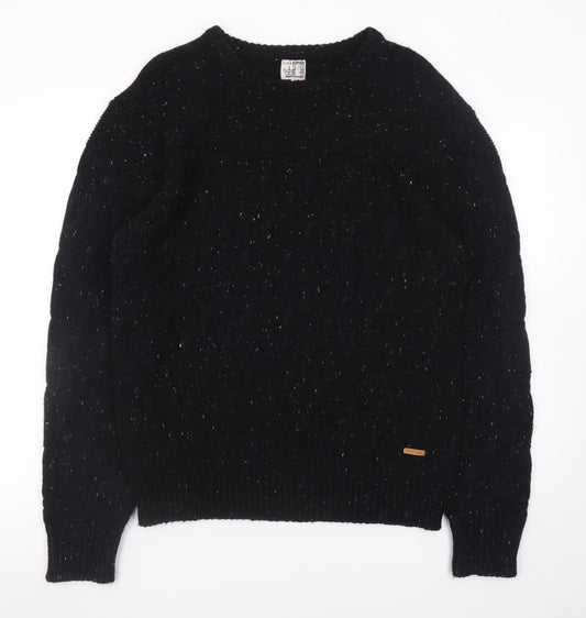 Firetrap Men's Black XL Cable-Knit Crew Neck Jumper