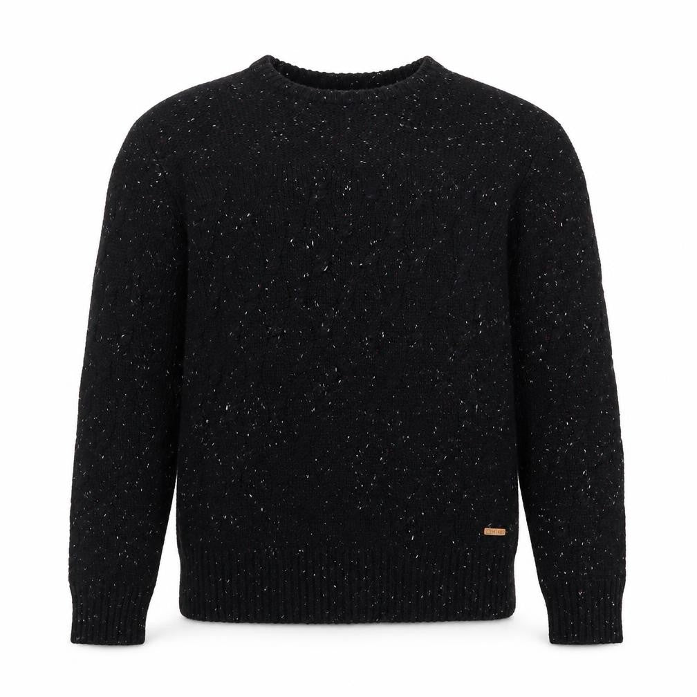 Firetrap Men's Black XL Cable-Knit Crew Neck Jumper